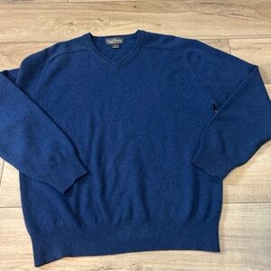 Cashmere Sweater Mens L Blue Luxury Cozy Travel Classic Layering Office Preppy